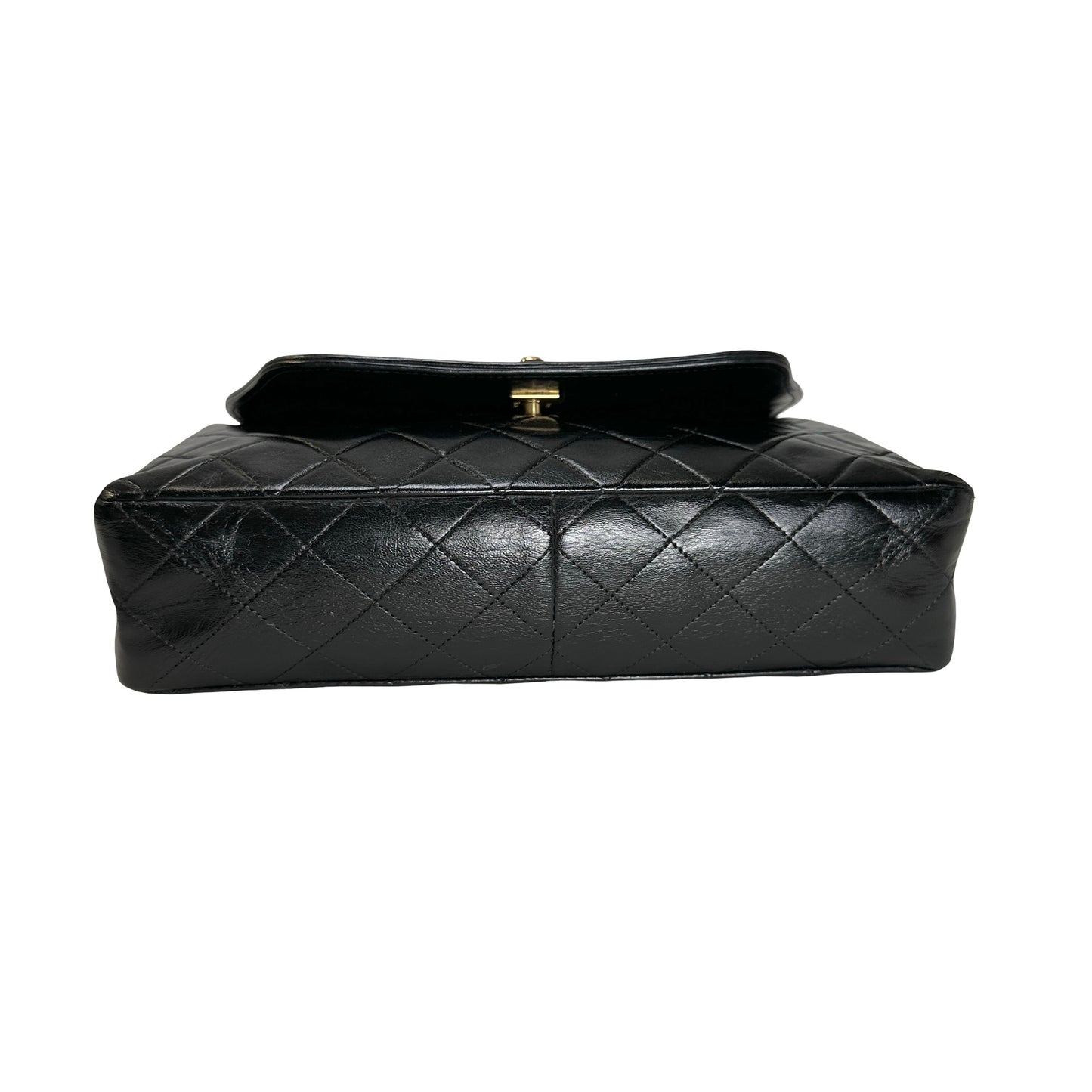 Used CHANEL Quilted Quilted Classic Flap Bag Shoulder Bag Black Gold