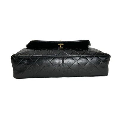Used CHANEL Quilted Quilted Classic Flap Bag Shoulder Bag Black Gold