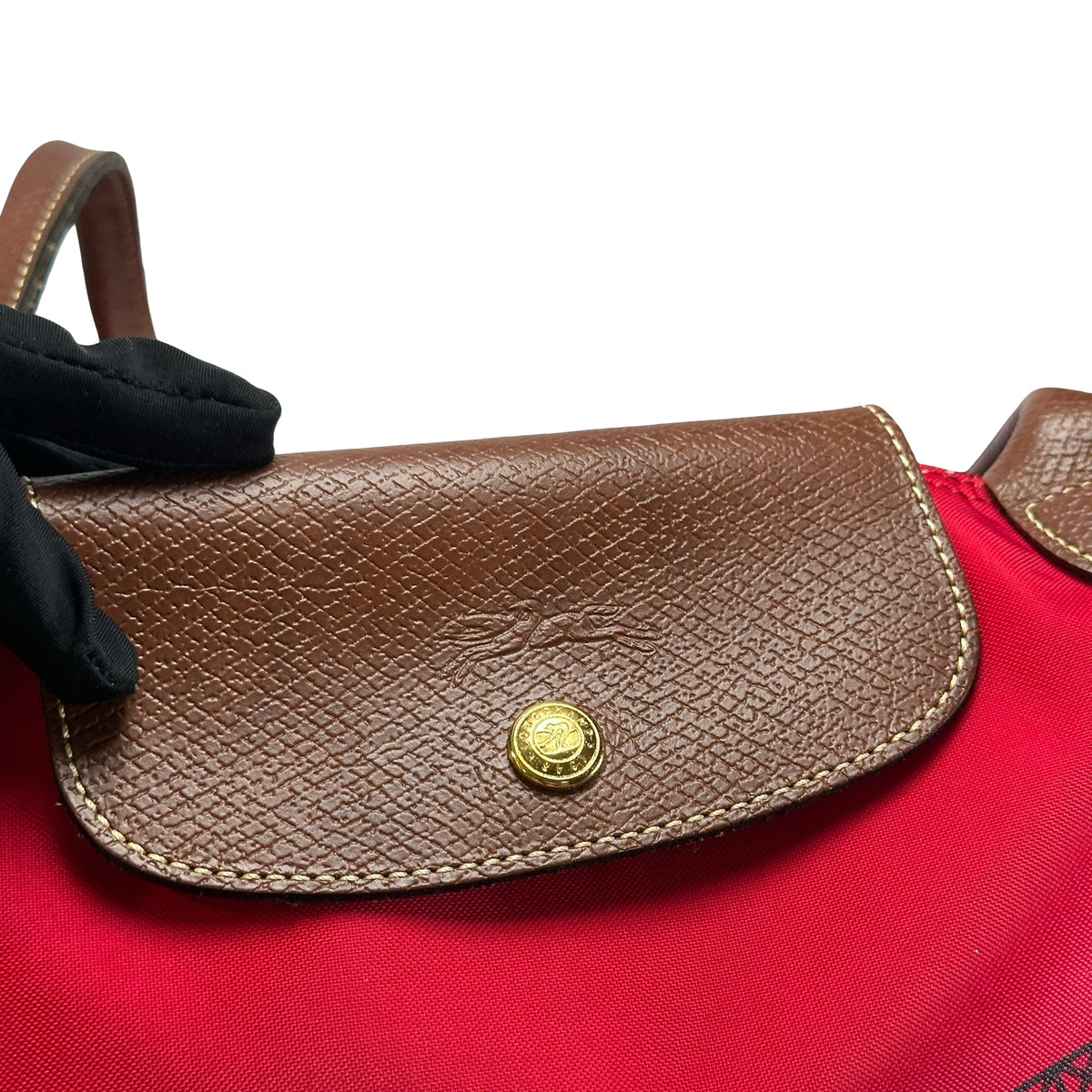 Used LONGCHAMP Eiffel Tower Print Le Pliage Eiffel Tower Tote Bag Red Brown