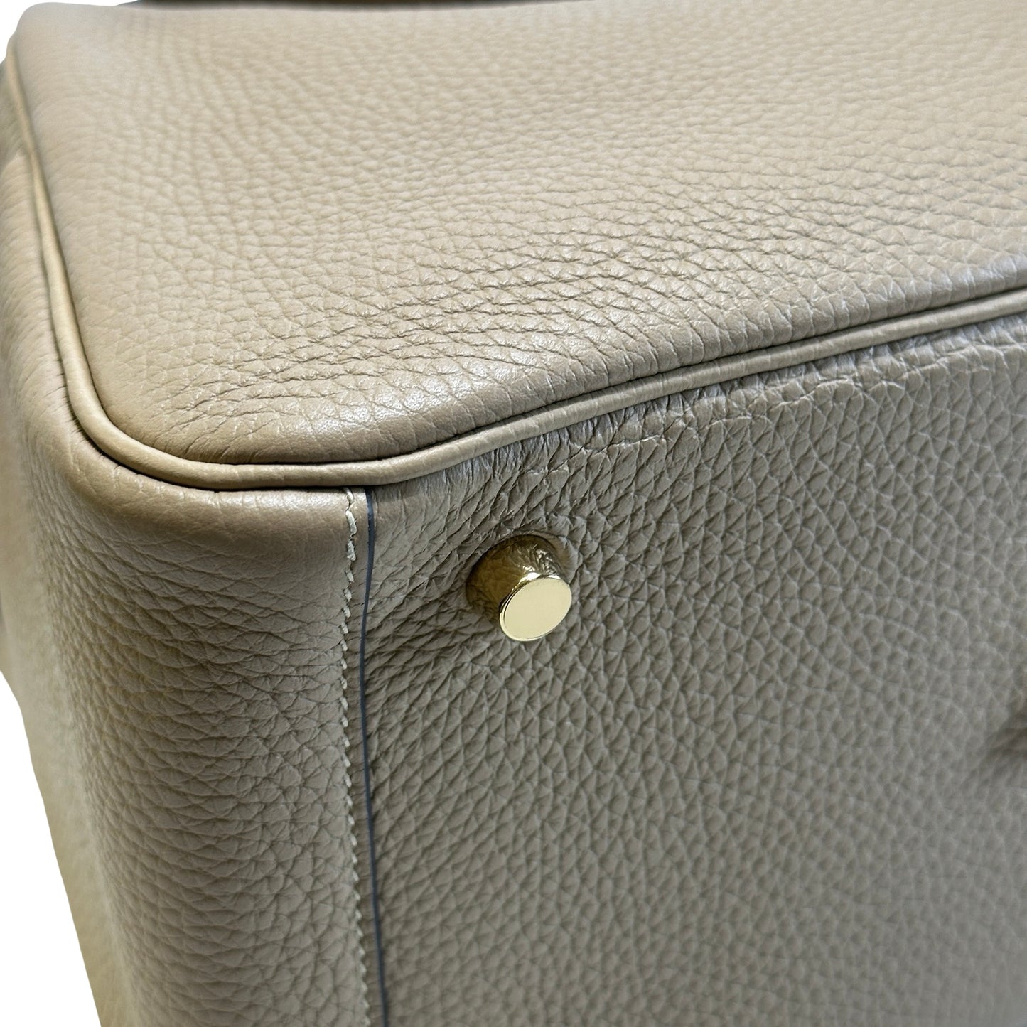 Used HERMES Leather Lindy 26 Handbag Beige Gold