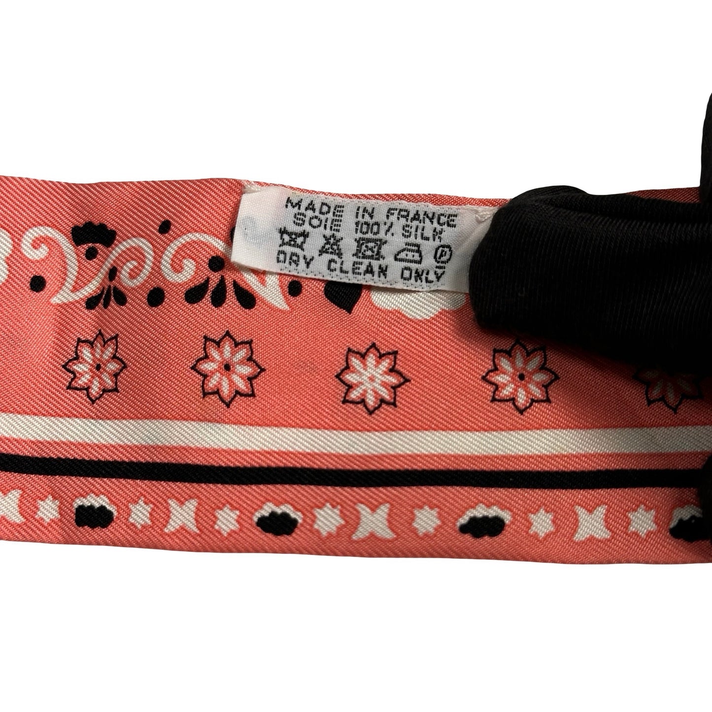 Used HERMES Silk Bandana Twilly Twilly Pink Black White