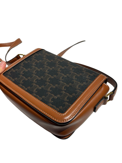 Used CÉLINE Teen Triomphe Bag Crossbody Bag Black Brown GHW