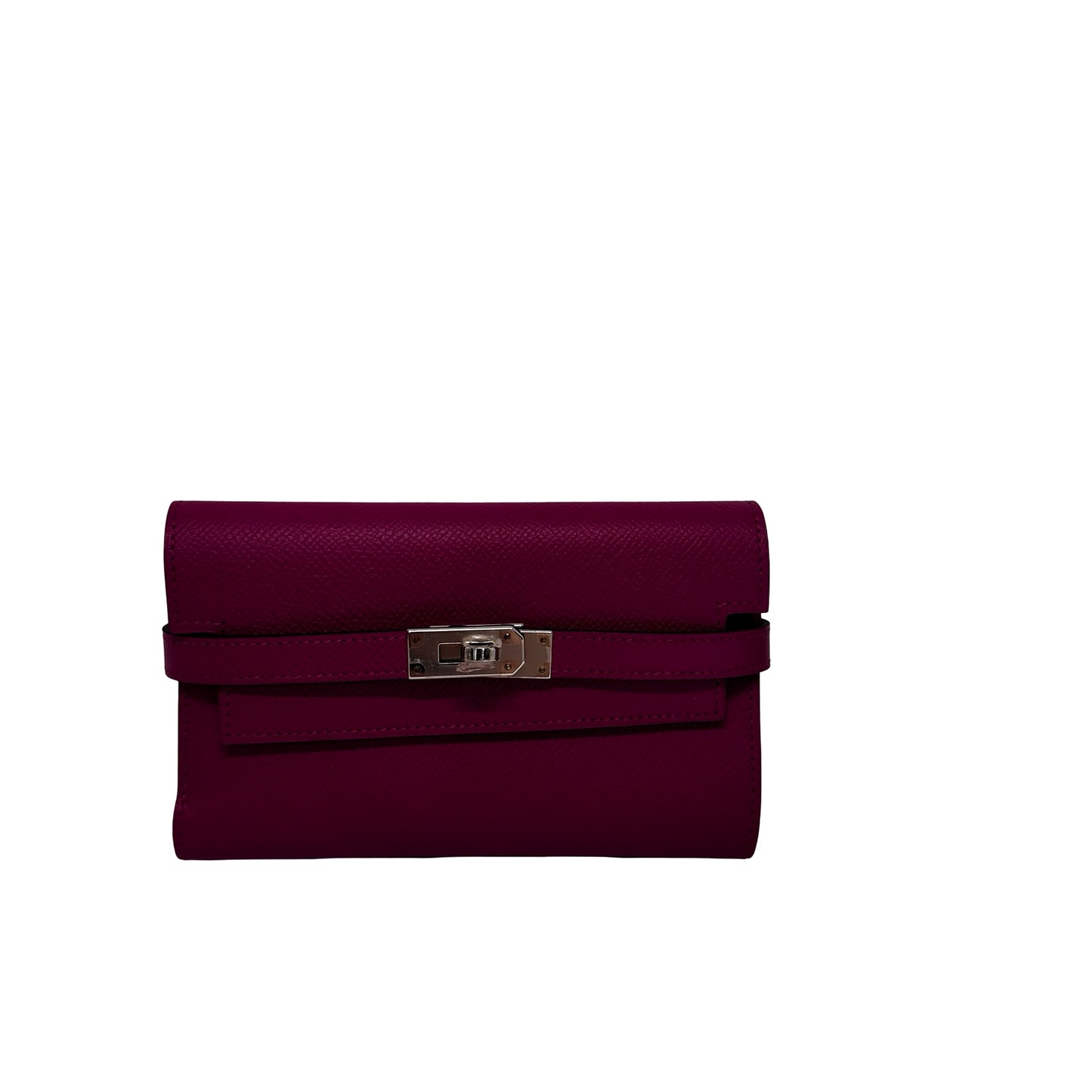 Used HERMÈS Leather Long Wallet Wallet Rose Red