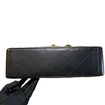 Used CHANEL Quilted Lambskin Classic Flap Chain Shoulder Bag Black Gold