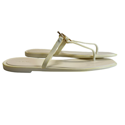 Brand New TORY BURCH Solid Jelly Sandal Shoes White Gold
