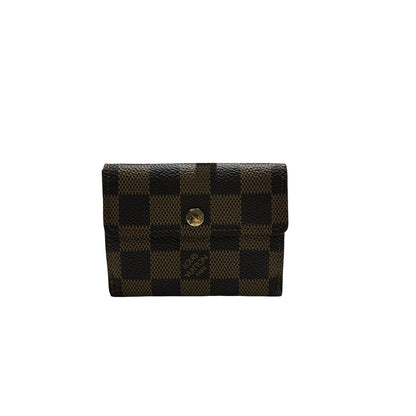 Used LOUIS VUITTON Damier Ebene Victorine Wallet Card holder Brown