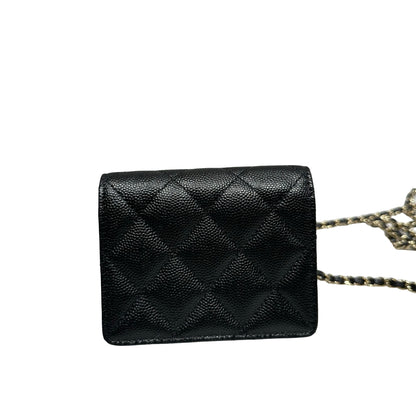 Used CHANEL MINI Cross Body Bag Black GHW