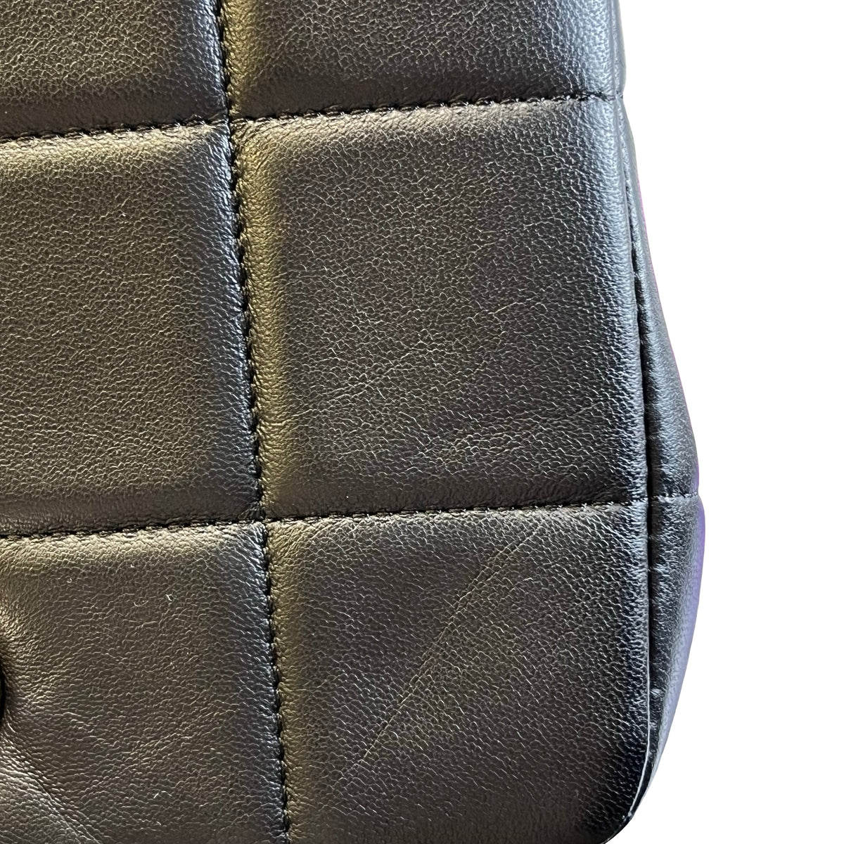Used CHANEL Lambskin 23C Monaco Mini square flap bag Cross body bag Black