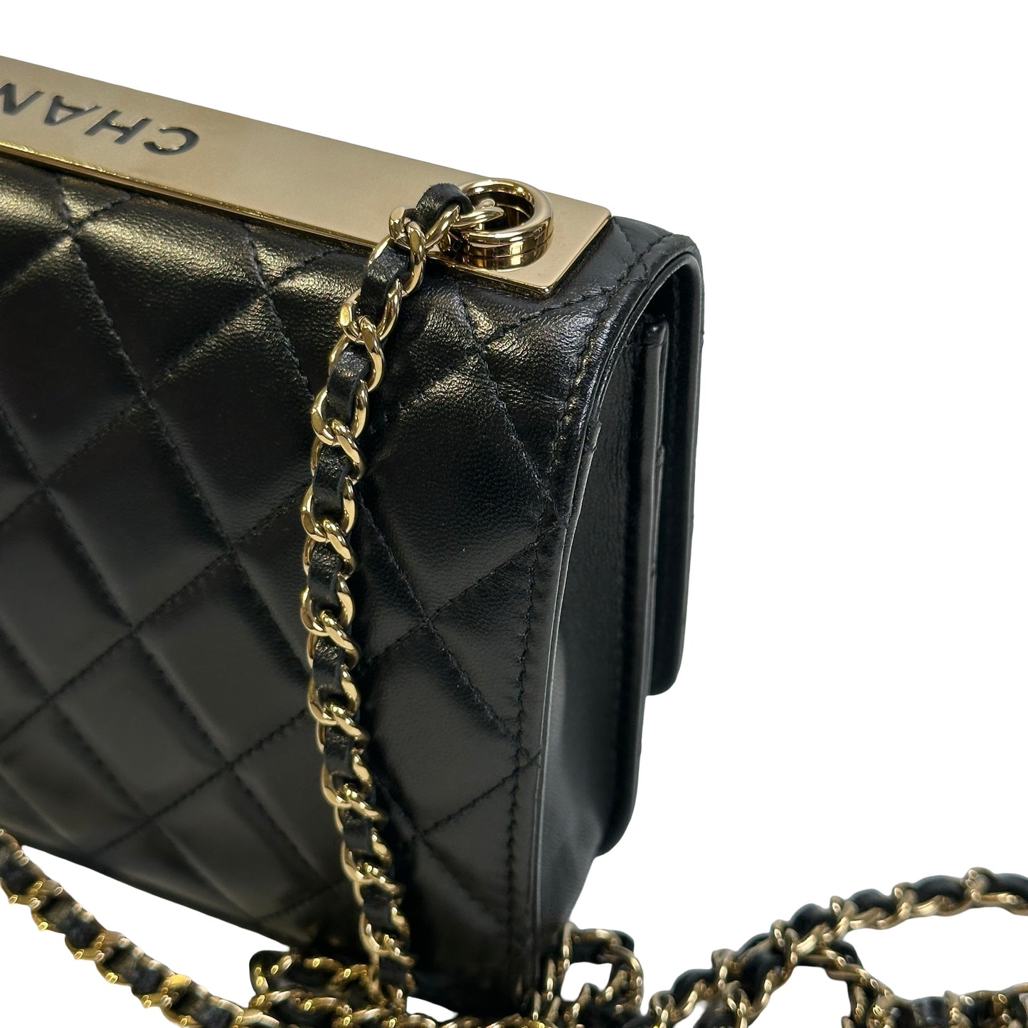 Used CHANEL Quilted Leather Wallet On Chain Wallet on chain Black