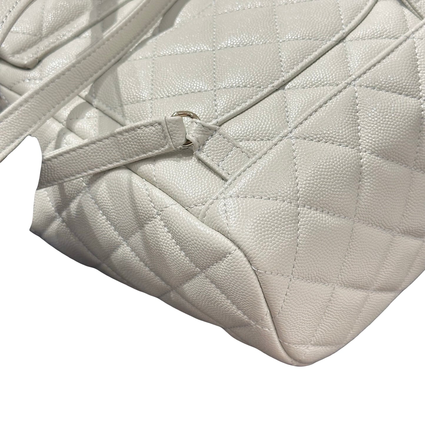 Used CHANEL Calfskin Leather Backpack Calf Skin Backpack Gray GHW