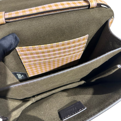 Used FENDI Canvas Cross Body Bag Orange White