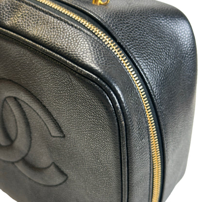 Used CHANEL Caviar leather Caviar Vanity Case Vanity case Black Gold