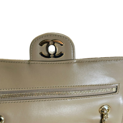 Brand New CHANEL Suede Classic Flap Shoulder Bag Beige GHW