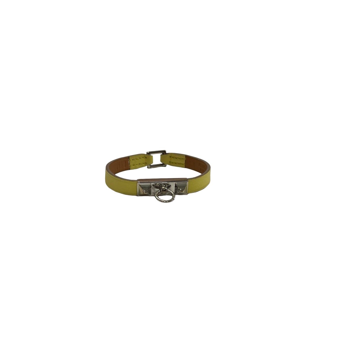 Used HERMÈS Leather Rivale Mini BRACELET Yellow