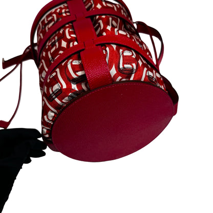 Used HERMÈS Silk Leather Musardine Bucket Bag Red