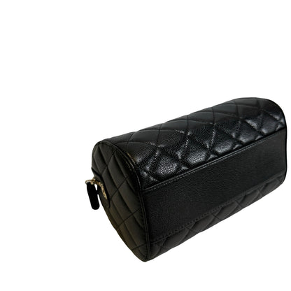 Used CHANEL Quilted Caviar leather Caviar Vanity Case Vanity case Black Gold