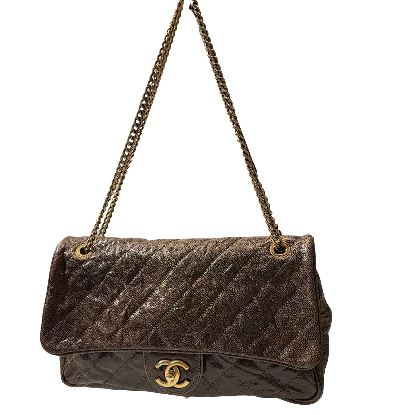 Used CHANEL Shoulder Bag Brown GHW