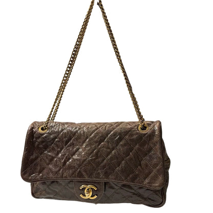 Used CHANEL Shoulder Bag Brown GHW