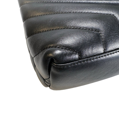 Used YVES SAINT LAURENT Lambskin Loulou Shoulder Bag Black GHW
