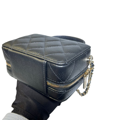 Used Chanel Caviar Leather Vanity Case Black PHW
