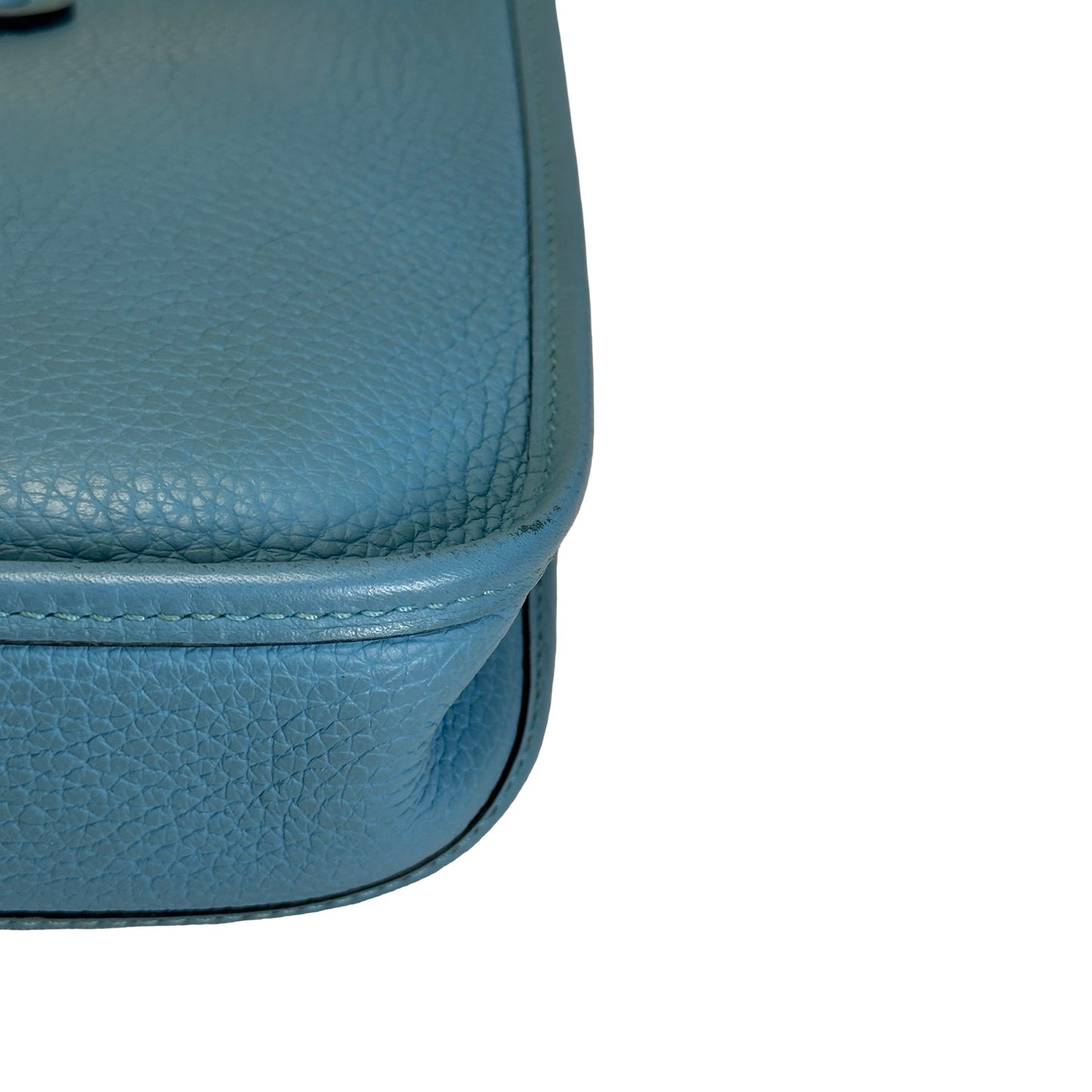 Used HERMES Clemence Mini Evelyne Cross body bag Blue，PHW