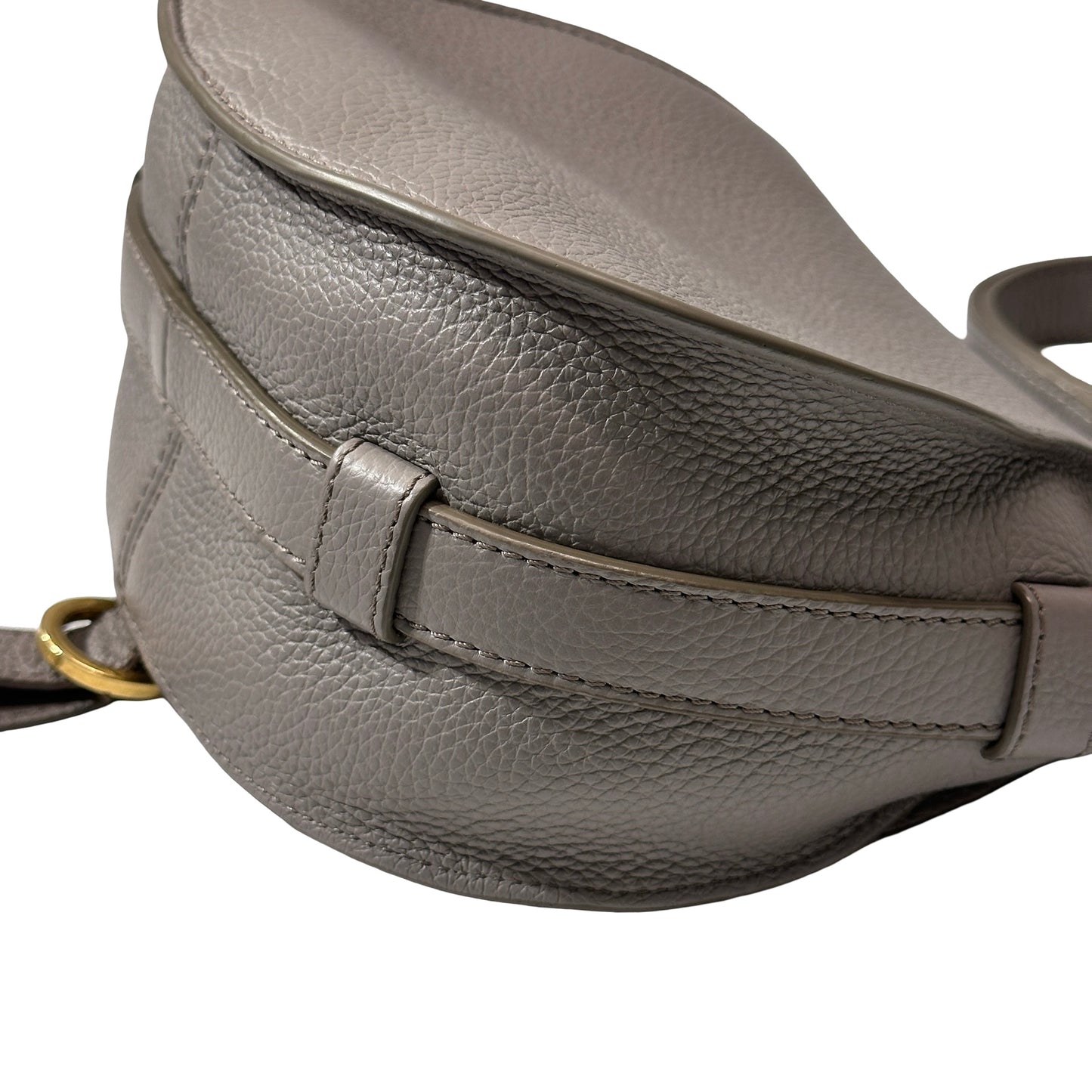 Used CHLOE Grained Calfskin Cross body bag Saddle Bag Grey