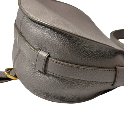 Used CHLOE Grained Calfskin Cross body bag Saddle Bag Grey