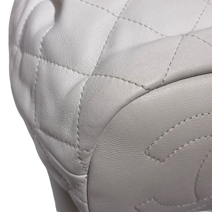 Used CHANEL Lambskin 22S Mini Drawstring Bucket Backpack Cross body bag White