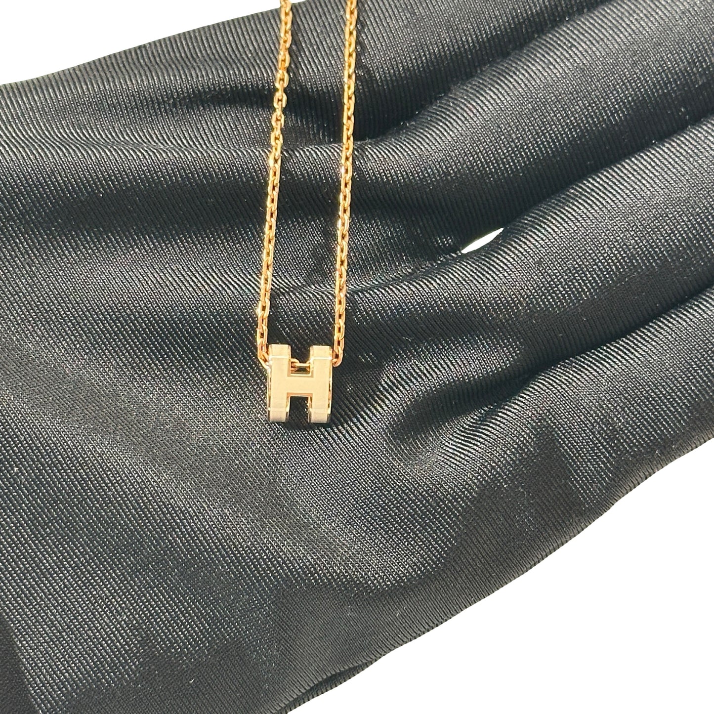 Used HERMÈS Mini Pop H Necklace Grey GHW