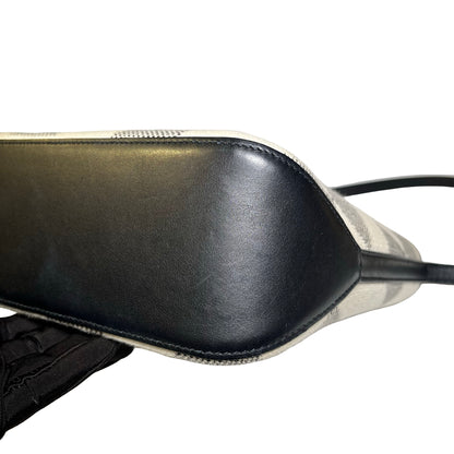 Used HERMÈS Canvas Cabas H En Biais 27 Cross Body Bag Black White