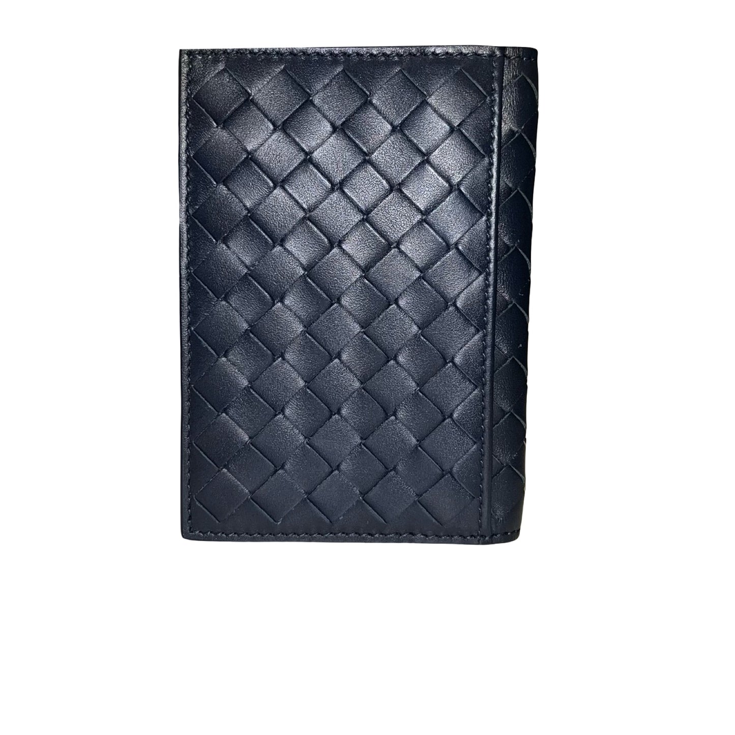 BOTTEGA VENETA Calfskin Leather intrecciato card holder Wallet Navy Blue