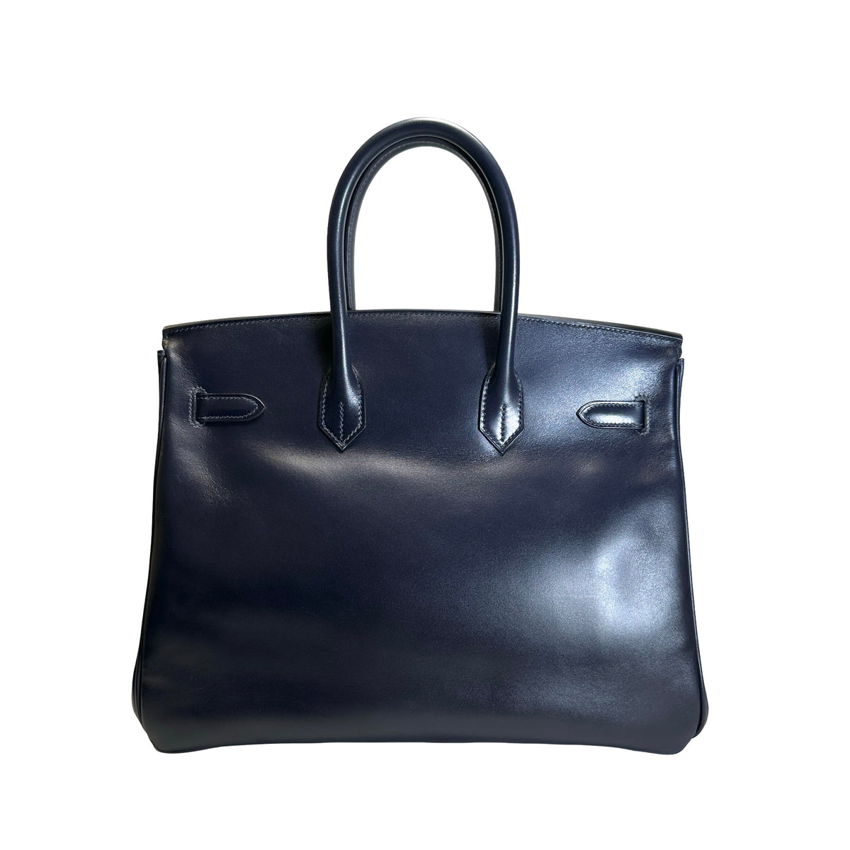 Used HERMES Leather Birkin Handbag Black Silver