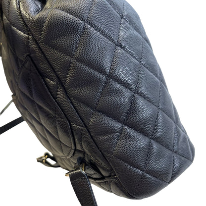 Used CHANEL Quilted Caviar Gabrielle Backpack Backpack Black Gold Hardware