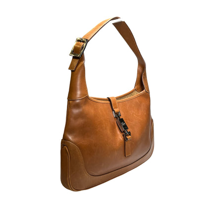 Used GUCCI Leather Jackie Shoulder Bag Brown PHW