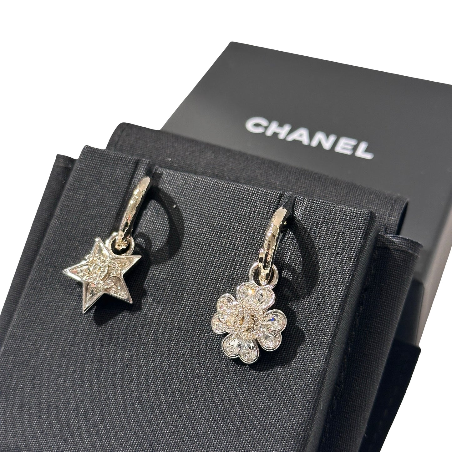 Used Chanel White Gold Earrings PHW