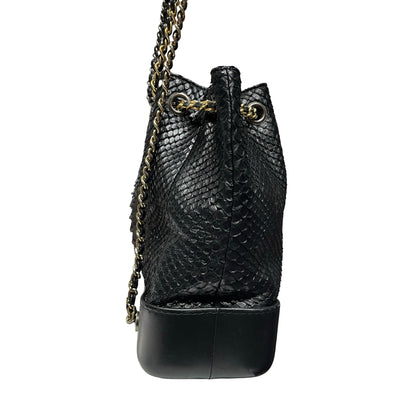 Used CHANEL Snake Skin Gabrielle Backpack Black