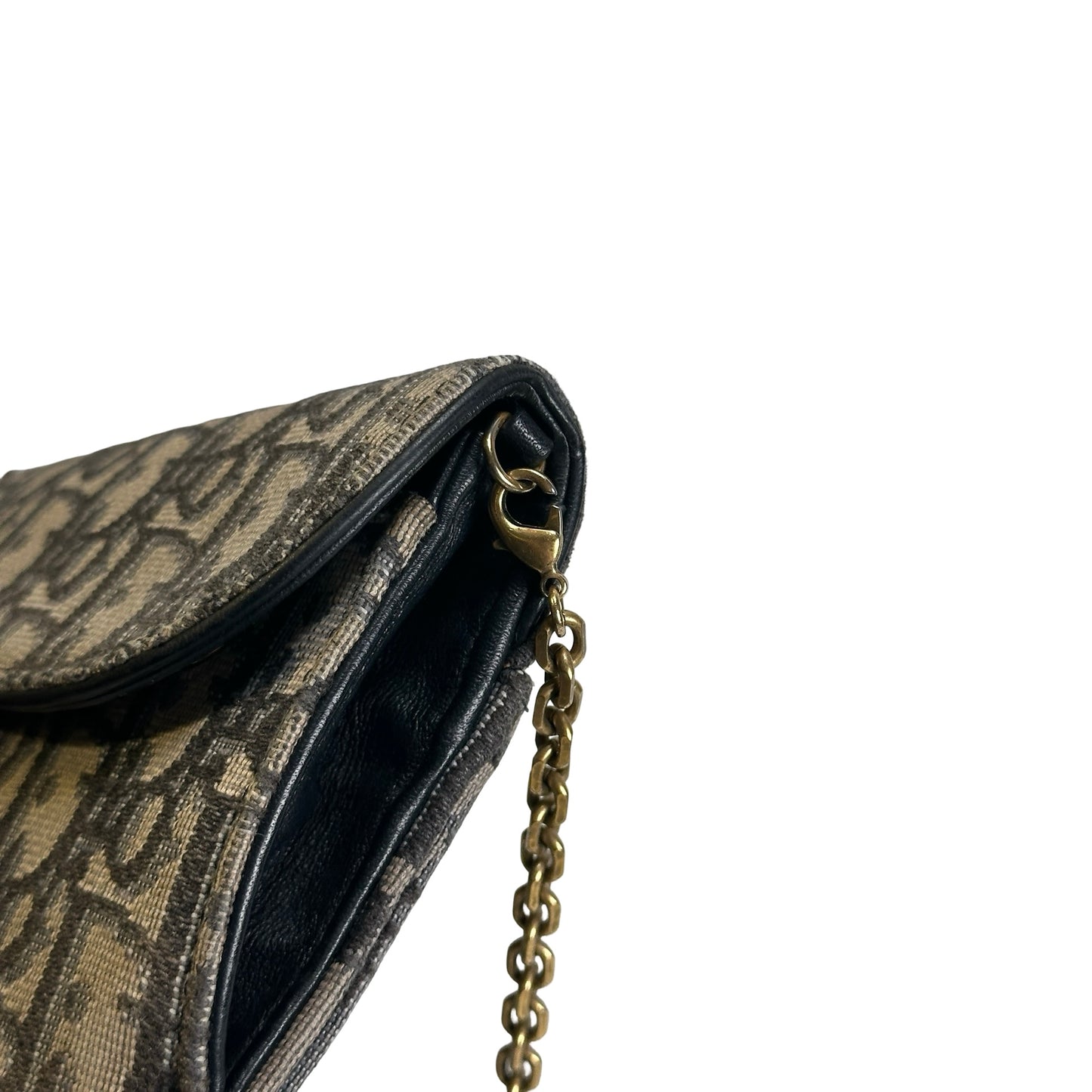 Used DIOR Oblique Canvas Oblique WOC Cross body bag Navy Grey