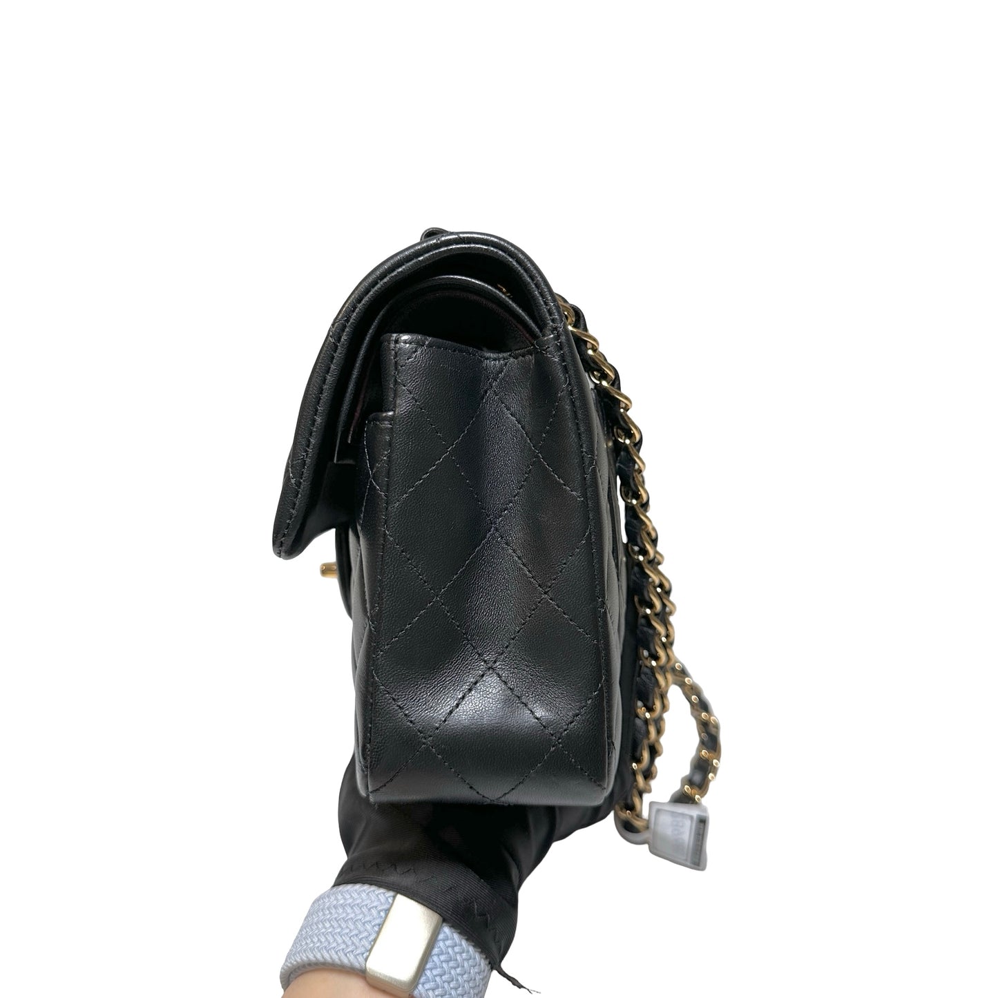 Used Chanel Calfskin Leather CF 23 Shoulder Bag Black GHW