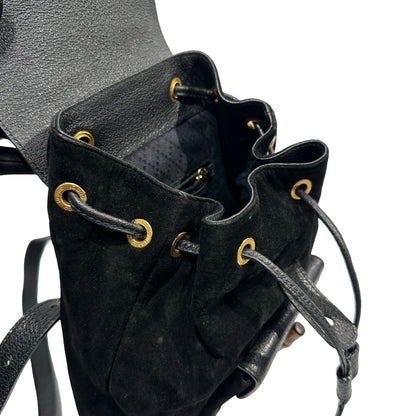Used GUCCI Suede Leather Bamboo Bamboo Suede Backpack Backpack Black
