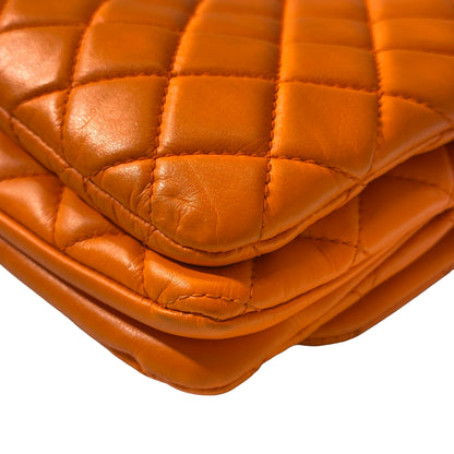 Used CHANEL FLAP Cross Body Orange PHW Cross Body Bag Orange