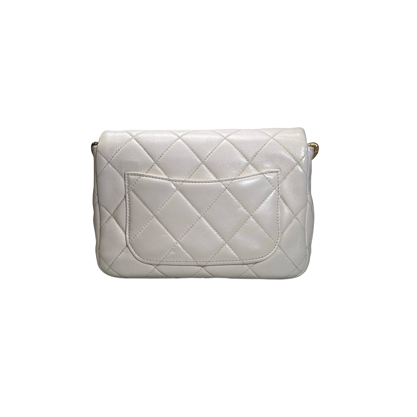 Used CHANEL Quilted Classic Flap Chain Shoulder Bag White