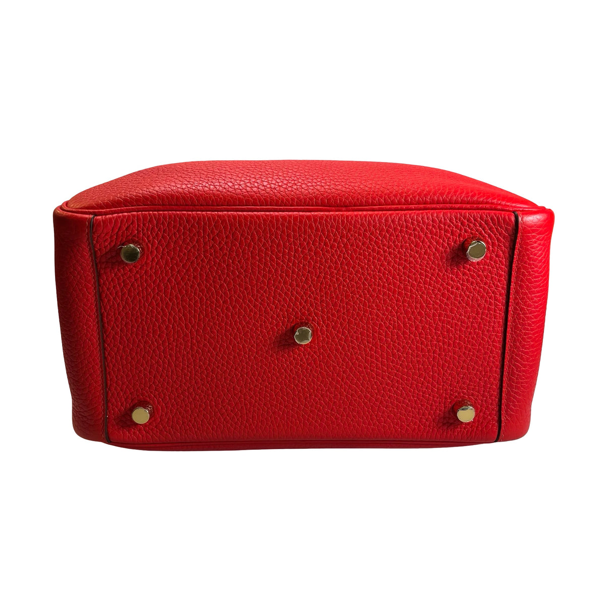 Used HERMES Clemence Lindy Handbag Red