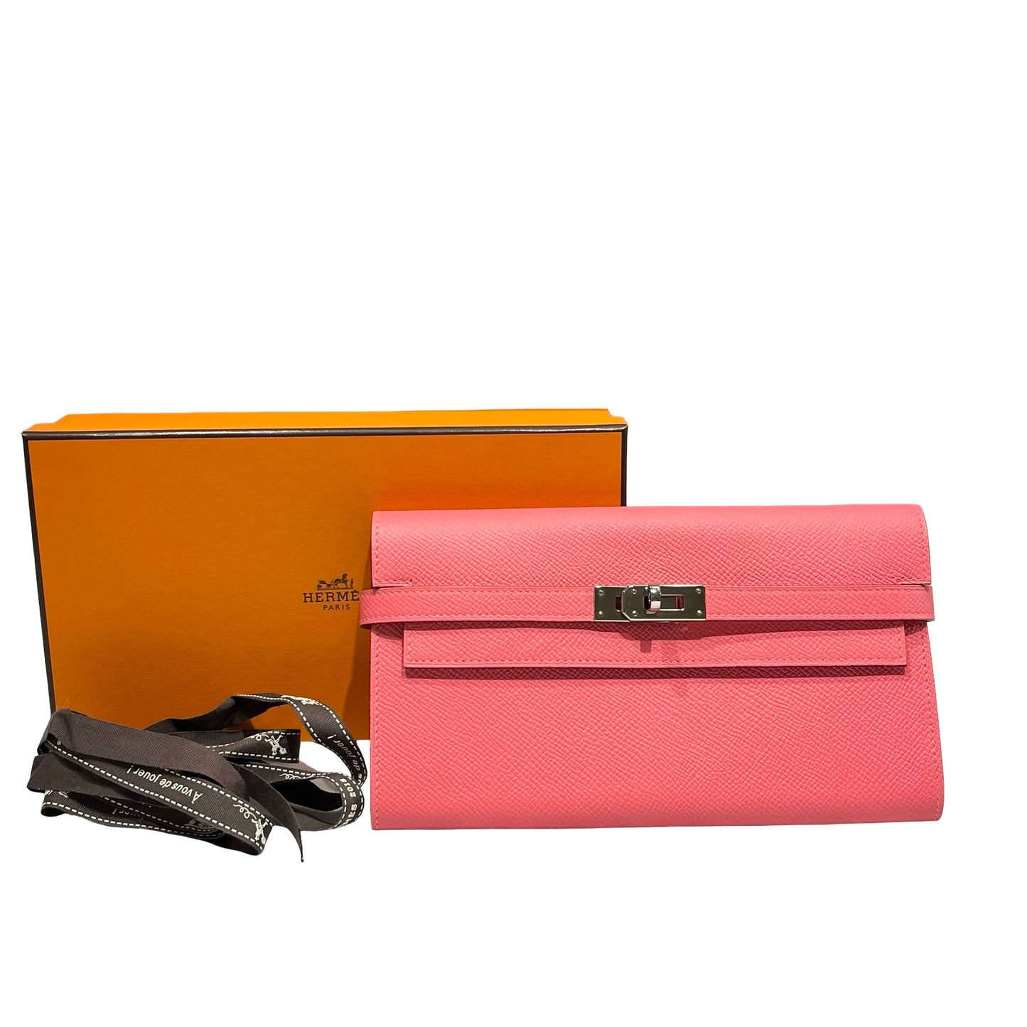 Used HERMÈS KELLY WALLET Wallet Pink PHW