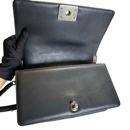 Used CHANEL Matelasse Lambskin Boy Chain shoulder bag Black Silver
