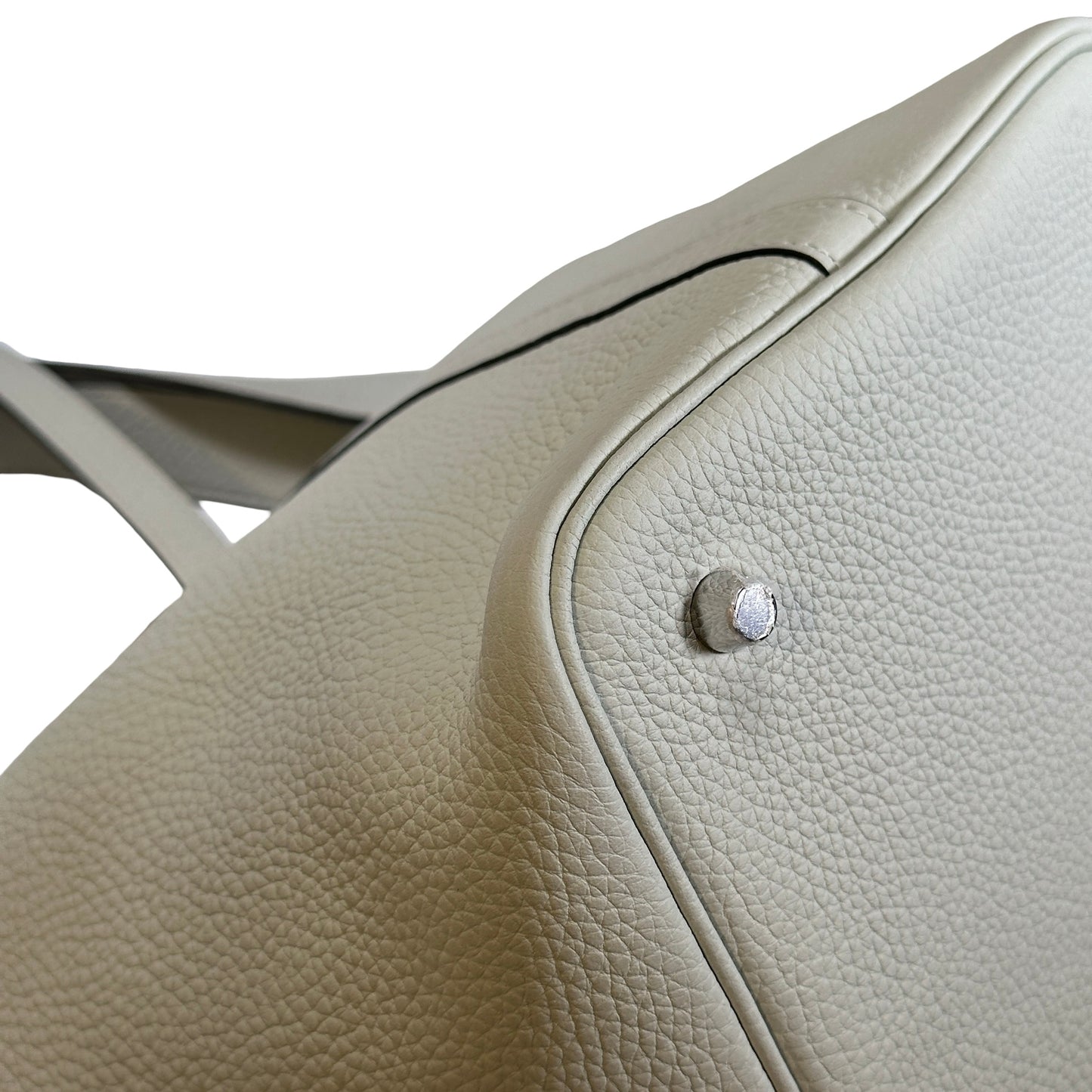 Used HERMES Clemence Leather Picotin Lock Bucket Bag OW PHW