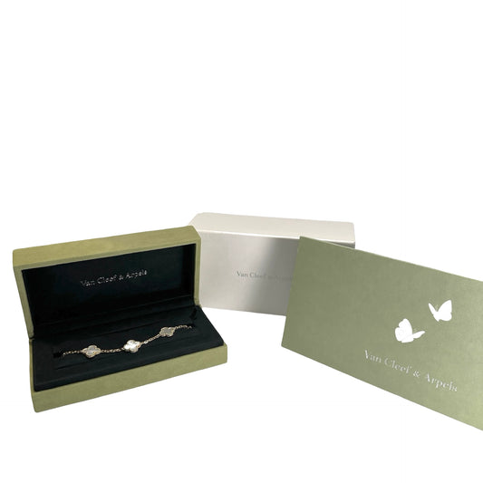 Used VAN CLEEF & ARPELS Mother of Pearl Yellow Gold Vintage Alhambra 5-motif bracelet BRACELET Gold White