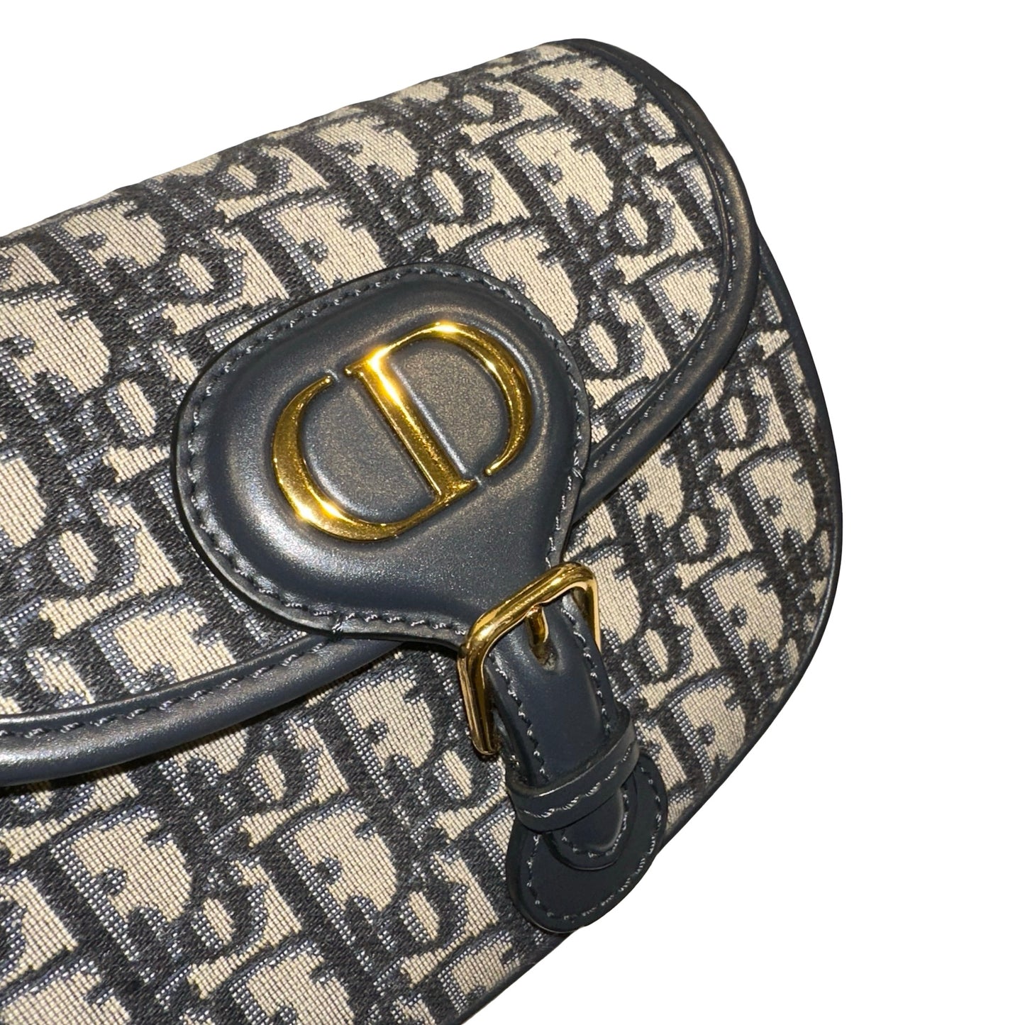 Used DIOR Oblique Jacquard Bobby Shoulder Bag Blue Navy GHW