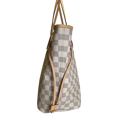Brand New LOUIS VUITTON Damier Azur Neverfull Tote Bag White Blue