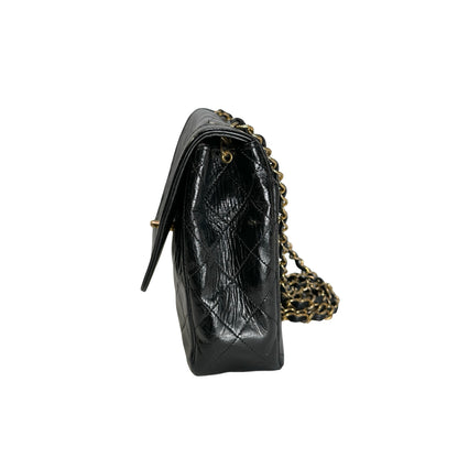Used CHANEL Quilted Quilted Classic Flap Bag Shoulder Bag Black Gold