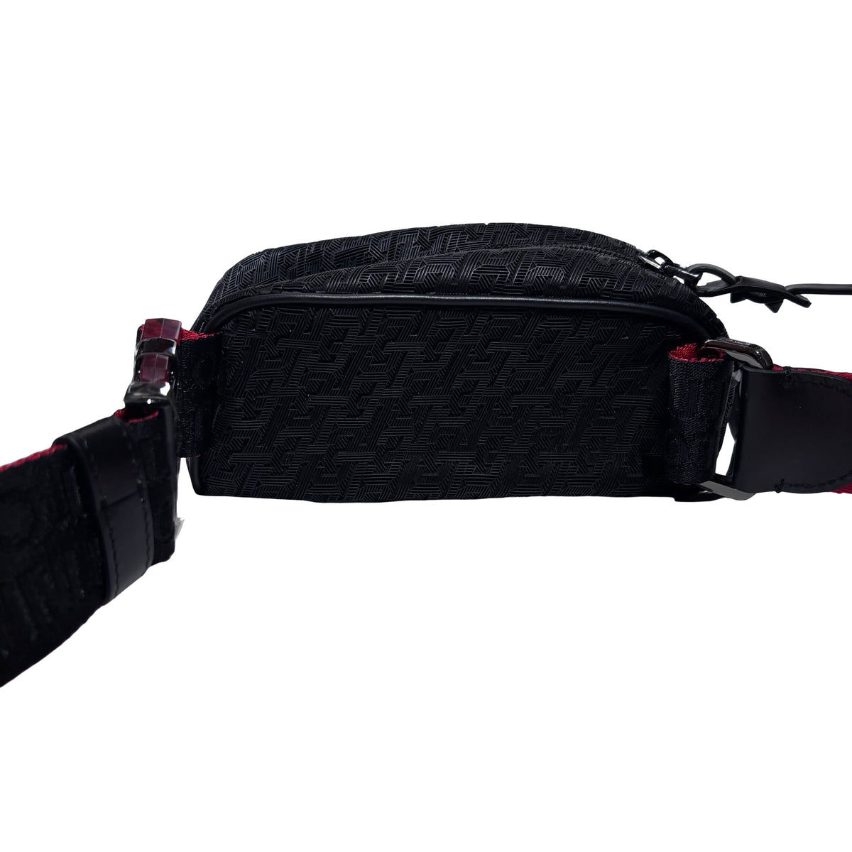 Used CHRISTIAN LOUBOUTIN Logo Textured ParisNYC Belt bag Black Red Silver